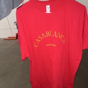 Men's Casablanca Crew Neck Graphic Cotton T-Shirt Short Sleeve Red Size L